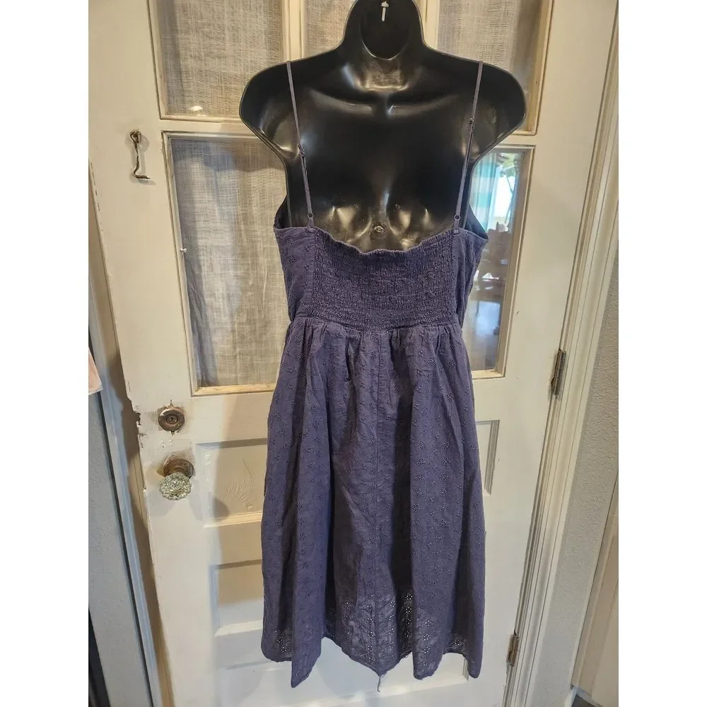 205 Collins Navy Blue Button Front‎ Tank Top Dress with Pockets